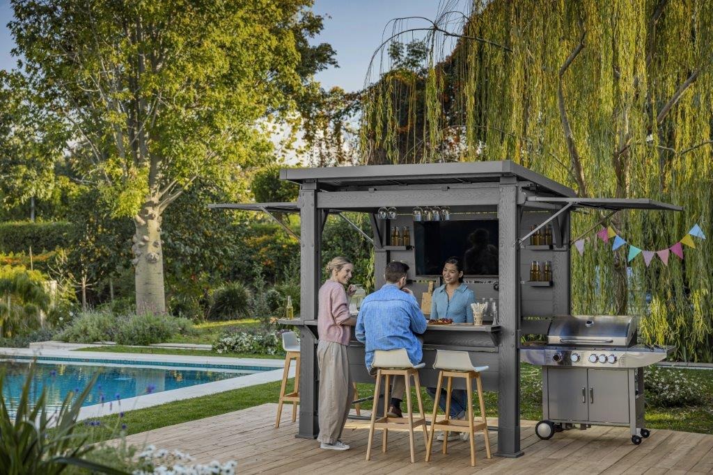 Zahradní altán Keter BAR-B-Q Gazebo v grafitovém provedení s barovým pultem