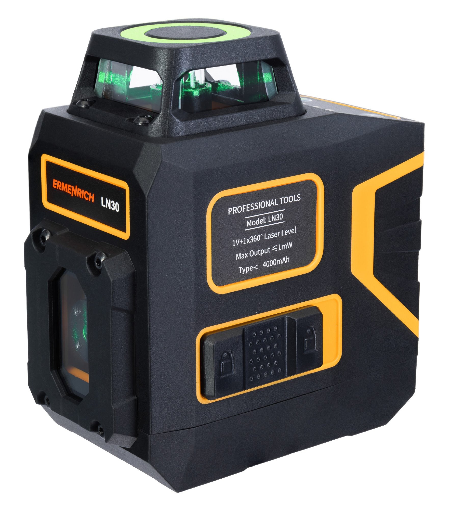 Křížový laser Ermenrich LN30 se zeleným paprskem a horizontálním rozsahem 360°