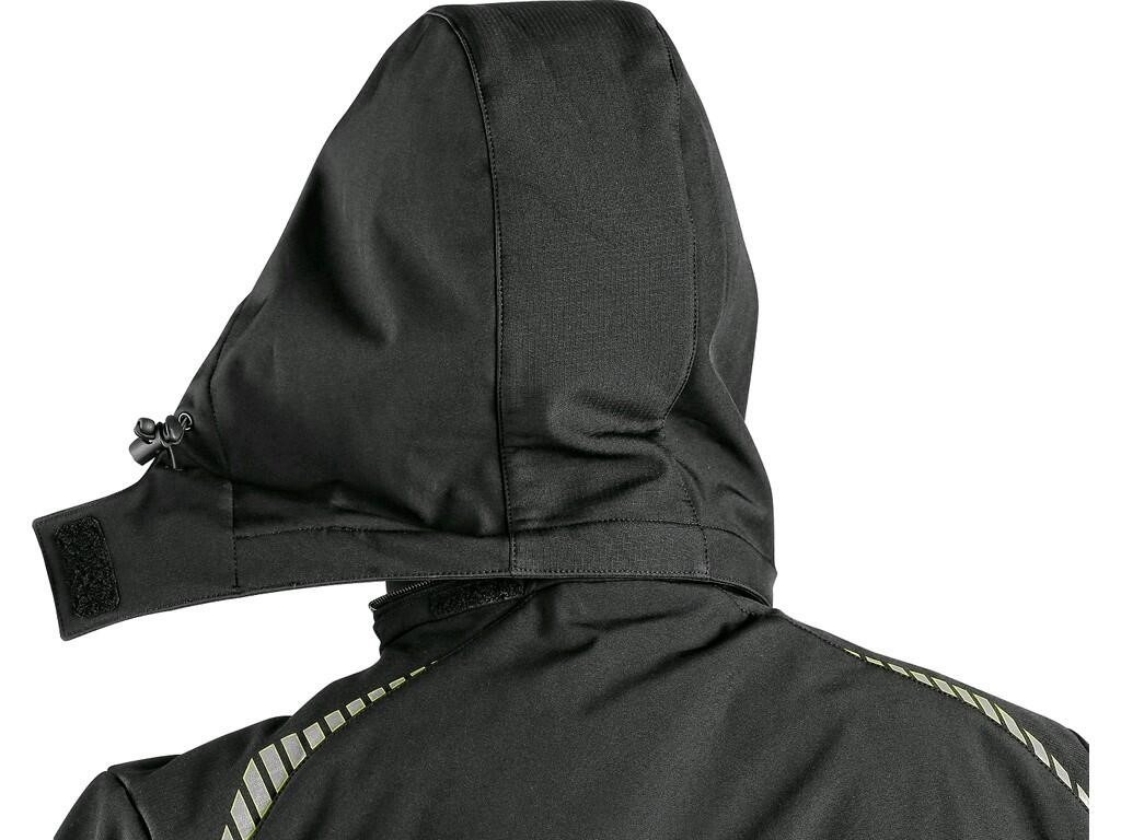 Dětská softshellová bunda CXS NORFOLK v černém provedení s HV žlutými doplňky