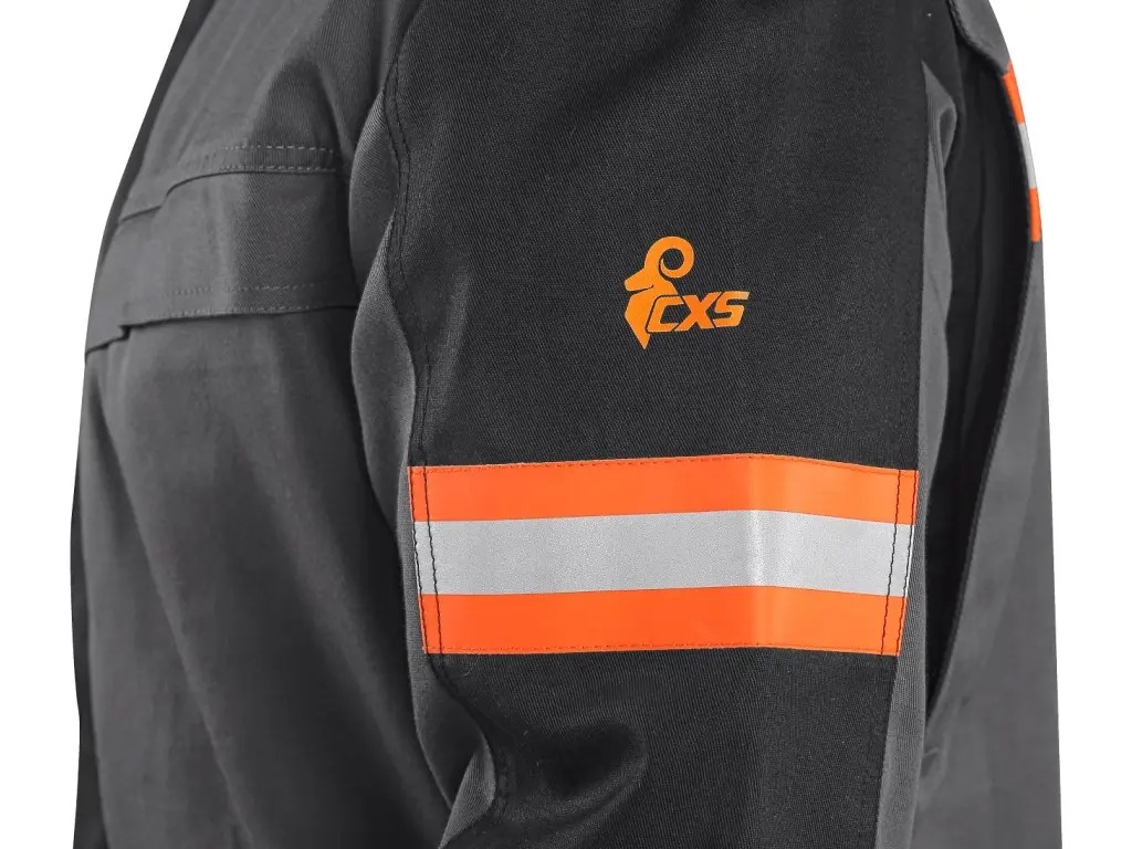 Detail pracovní blůzy CXS WorkTech-Multi s reflexním a oranžovým prvkem na rukávu