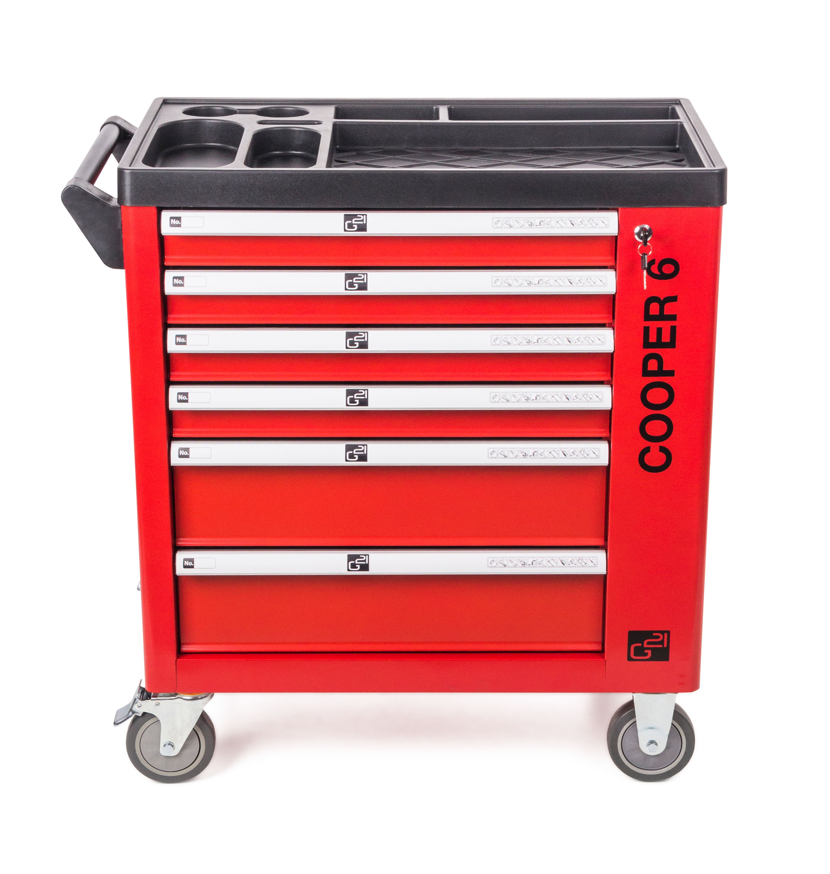 Červené barevné provedení dílenského vozíku G21 Cooper 6
