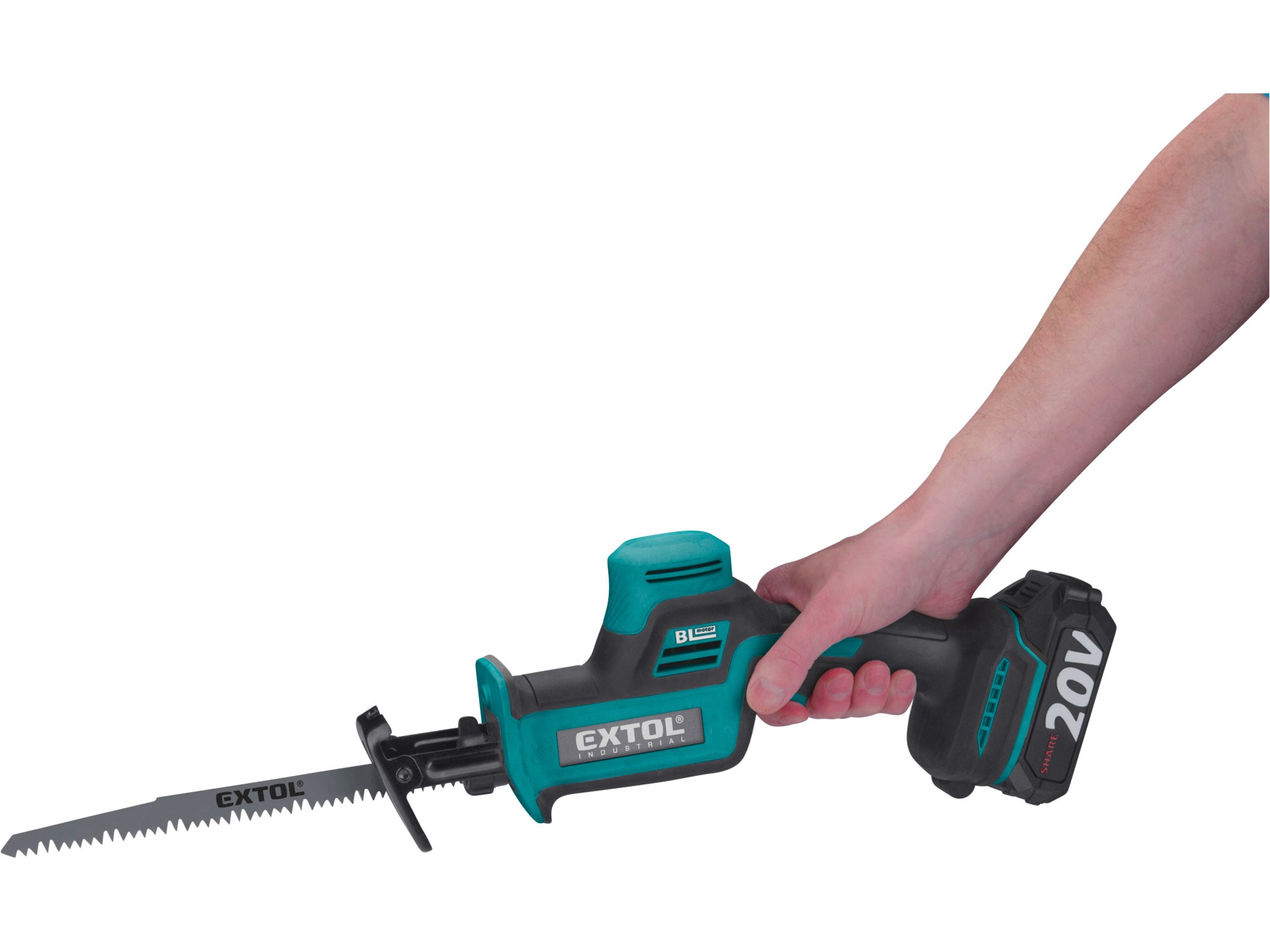 Aku pila ocaska Extol Industrial SHARE20V BRUSHLESS s 20V akumulátorem