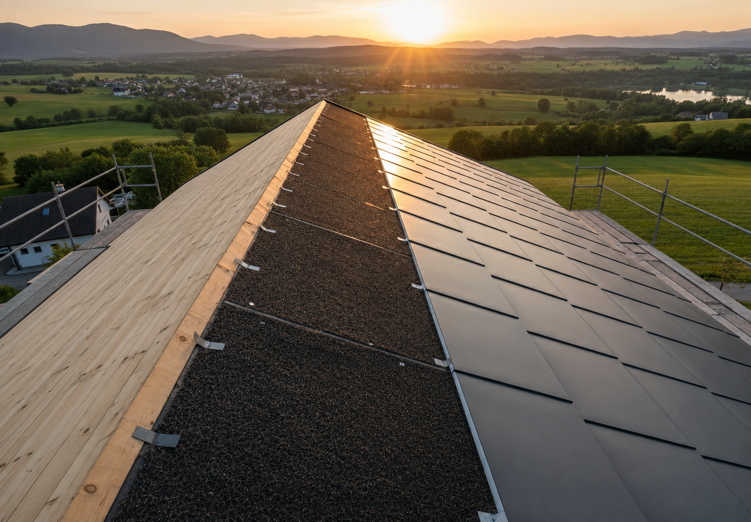 Použití drenážní rohože Tegola K-ROOF C 10 pod plechovou krytinou