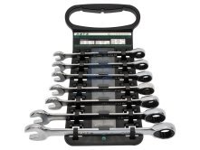 Sada očkoplochých ráčnových klíčů 72 zubů, 7 dílů, 10-19 mm, HONITON