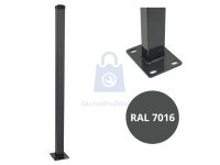 Sloupek plotový s kotevní deskou, 60 x 40 mm, ZN + PVC, antracit