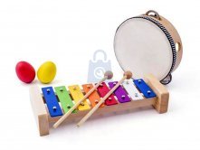 Muzikální set (xylofon, tamburína/bubínek, triangl, 2 maracas vajíčka)