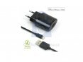 černá varianta nabíječky FIXED s USB výstupem a USB/Lightning kabelu