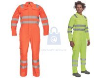 HI-VIS pracovní kombinéza PATERNA HV CERVA s reflexními pruhy a kapsami