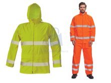 HI-VIS nepromokavá bunda GORDON HV CERVA s kapucí a reflexními pruhy