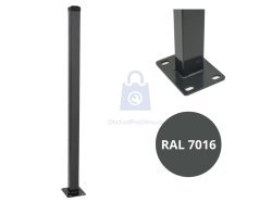 Sloupek plotový s kotevní deskou, 60 x 40 mm, ZN + PVC, antracit