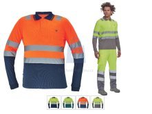 HI-VIS polokošile LEON HV CERVA s dlouhým rukávem a reflexními pruhy