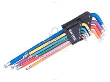 Sada prodloužených barevných TORX klíčů s kuličkou, T10-T50, 9 dílů, S2, EXTOL PREMIUM