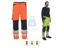 Pánské pracovní HI-VIS kalhoty do pasu KNOXFIELD HVPS FL CERVA s reflexními pruhy a zesílenými koleny