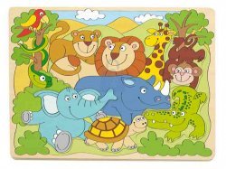 Puzzle na desce Africká veselá zvířátka