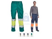 Pánské reflexní pracovní kalhoty do pasu BILBAO HV CERVA s kapsami a HI-VIS prvky