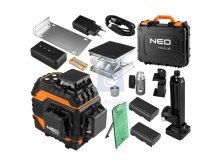 Křížový laser 3D zelený, 25 m, 12 čar, s magnetickým držákem a kufrem, NEO Tools