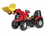 Šlapací traktor X-Trac Premium červený s předním nakladačem, převodovkou a brzdou