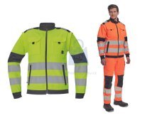 HI-VIS pracovní bunda MAX VIVO HV CERVA s reflexními pruhy a odepínacími rukávy