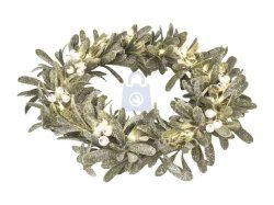 Girlanda vánoční LED věnec jmelí, AA, vnitřní, teplá bílá, časovač, EMOS