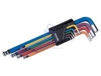 Sada prodloužených barevných IMBUS klíčů s kuličkou, 1,5-10 mm, 9 dílů, S2, EXTOL PREMIUM