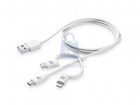 USB kabel CellularLine se třemi adaptéry Lightning + Micro USB + USB-C