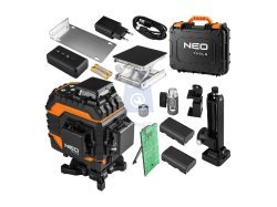 Křížový laser 3D zelený, 25 m, 16 čar, s magnetickým držákem a kufrem, NEO Tools