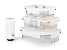 Set skleněných vakuovacích dóz s pumpou, G21