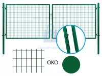 Brána dvoukřídlá, zelená, svařovaná výplň, OKO, SOLID