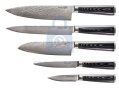 Sada nožů Damascus Premium v bambusovém bloku s brusným kamenem