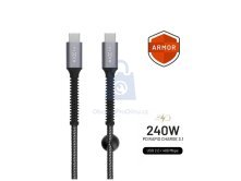 Nabíjecí a datový odolný kabel FIXED Armor s konektory USB-C/USB-C, 240W