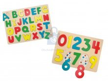 Dětské dřevěné vkládačky s čísly a písmenky abecedy