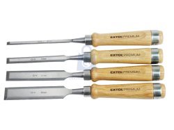 Dláta s bukovou rukojetí, sada 4 ks, CrV, EXTOL PREMIUM
