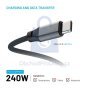 Magnetický opletený kabel FIXED USB-C/USB-C, 240W, PD