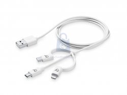 USB kabel CellularLine se třemi adaptéry Lightning + Micro USB + USB-C