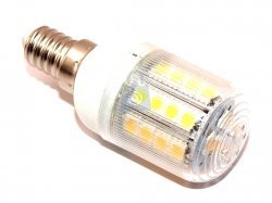 LED žárovka, barva světla teplá bílá, závit E14, svítivost 390 lumenů