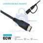 Kabel FIXED s konektory USB-C/USB-C a Lightning adaptérem, MFi, PD 60W