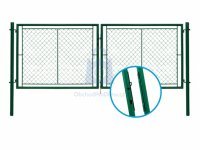 Brána dvoukřídlá IDEAL, výplň pletivo PVC, OKO, včetně dvou sloupků