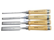 Dláta s bukovou rukojetí, sada 4 ks, CrV, EXTOL PREMIUM