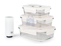 Set skleněných vakuovacích dóz s pumpou, G21